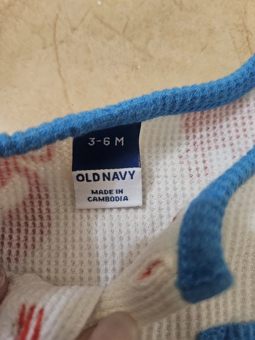 Old Navy White Tank Romper with Red Crab Print and Blue Trim